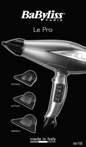 Mode d’emploi BaByliss 6670E Le Pro Sèche-cheveux