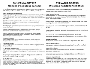 Mode d’emploi Sylvania SBT225-ASST-CU Casque