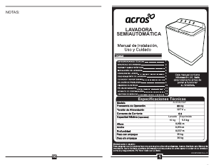 Manual de uso Acros ALD1625AF Lavadora