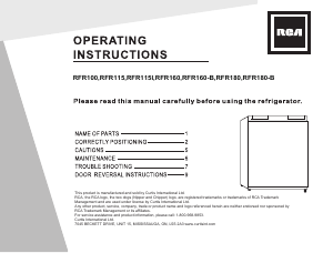 Mode d’emploi RCA RFR115 Réfrigérateur