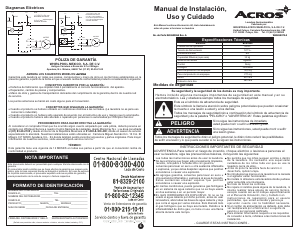 Manual de uso Acros ALP1551CV Lavadora