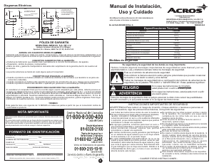Manual de uso Acros LAP2253CA Lavadora
