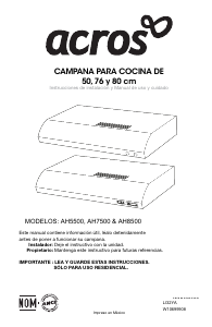 Manual de uso Acros AH5500T Campana extractora