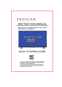 Mode d’emploi Proscan PLED5538-UHDSM Téléviseur LED
