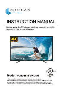 Manual Proscan PLED6538-UHDSM LED Television