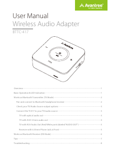 Manual Avantree BTTC-417 Bluetooth Adapter