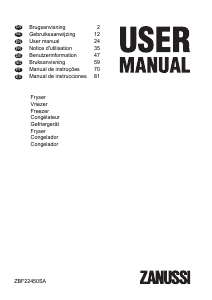 Manual Zanussi ZBF 22450 SA Congelador