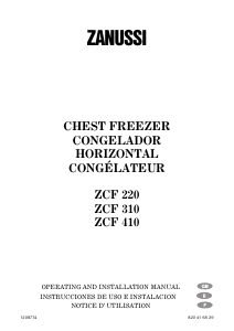 Manual Zanussi ZCF 220 Freezer