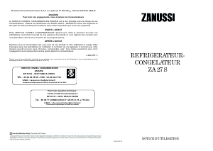 Mode d’emploi Zanussi ZA27S Réfrigérateur combiné