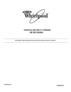 Manual de uso Whirlpool 7MWGD5600BW Secadora