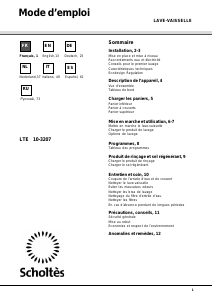 Manual de uso Scholtès LTE 10-3207 Lavavajillas