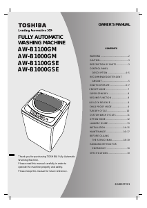 Manual Toshiba AW-B1100GM Washing Machine