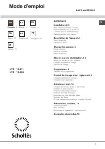 Manual Scholtès LTE 12-208 Dishwasher