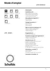 Manual de uso Scholtès LTE 14-3211 Lavavajillas