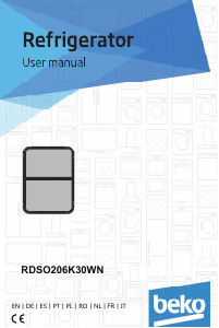 Handleiding BEKO RDSO206K30WN Koel-vries combinatie