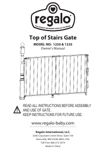 Manual Regalo 1230 Top of Stairs Baby Gate