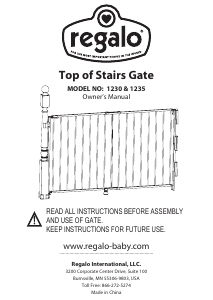 Manual Regalo 1235 Top of Stairs Baby Gate