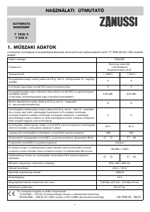 Használati útmutató Zanussi T1035V Mosógép