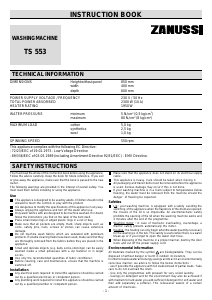 Manual Zanussi TS553 Washing Machine