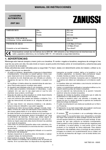 Manual de uso Zanussi ZWT 260 Lavadora