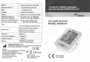 Kullanım kılavuzu Nimo HKDK-01 Tansiyon aleti