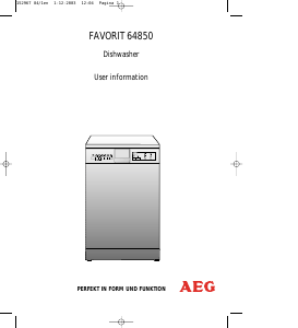 Manual AEG F64850 Dishwasher