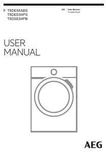 Manual AEG T8DSE84PB Dryer