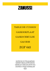 Manual Zanussi ZGF643ICI Hob