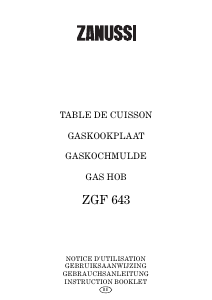 Mode d’emploi Zanussi ZGF643ICN Table de cuisson