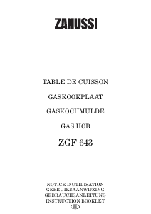 Mode d’emploi Zanussi ZGF643ICW Table de cuisson