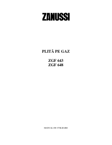 Manual Zanussi ZGF648IX Plită