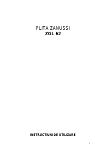 Manual Zanussi ZGL62IX Plită