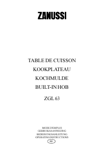Mode d’emploi Zanussi ZGL63IX Table de cuisson