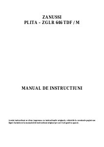 Manual Zanussi ZGLR646M Plită