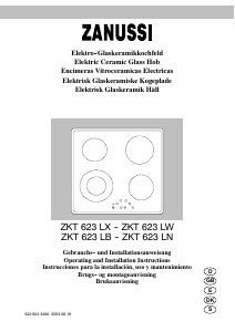 Manual de uso Zanussi ZKT623LN Placa