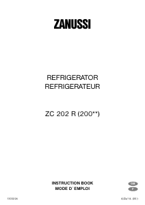 Manual Zanussi ZC202R Refrigerator