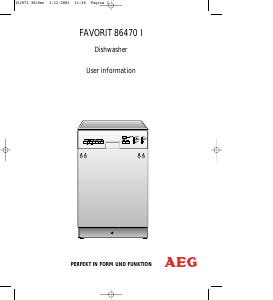 Manual AEG F86470I-A Dishwasher