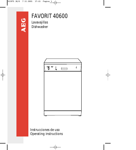 Manual AEG FAVORIT 40600 Dishwasher