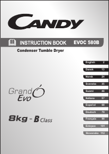 Bruksanvisning Candy EVOC 581 B Torktumlare