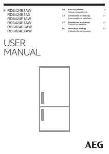 Rokasgrāmata AEG RDB424E1AX Ledusskapis ar saldētavu