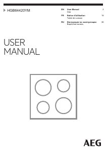 Руководство AEG HGB64420YM Варочная поверхность