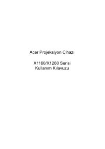 Kullanım kılavuzu Acer X1160 Projektör