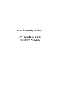 Kullanım kılavuzu Acer X1260 Projektör