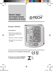 Manual G-Tech RW450 Medidor de pressão