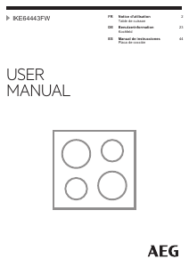Bedienungsanleitung AEG IKE64443FW Kochfeld