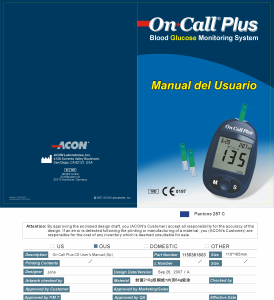 Manual de uso ACON On Call Plus Monitor de glucosa
