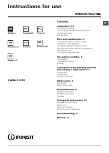 Instrukcja Indesit XWSA 61253 W EU Pralka